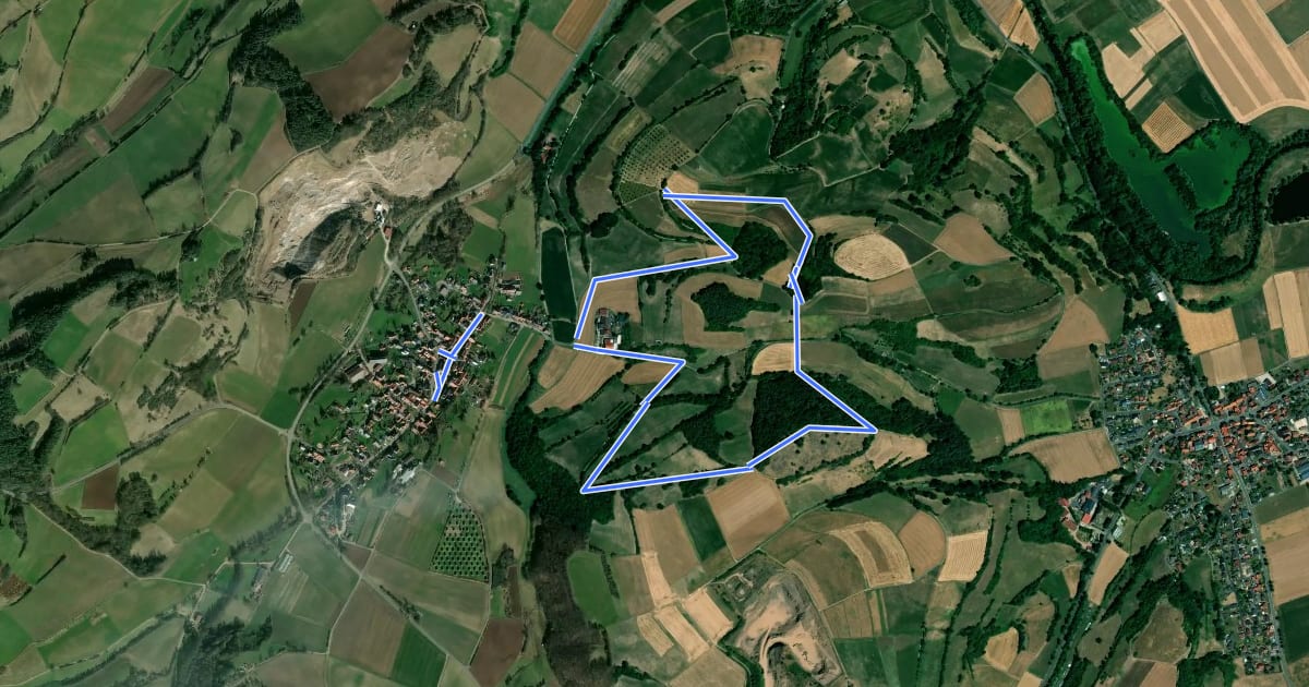 Маршрут Oberellenbacher Rundwanderweg O1 на спутниковом снимке