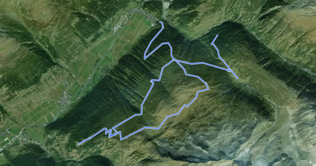 Маршрут Obergesteln - Mällige - Oberwald на спутниковом снимке