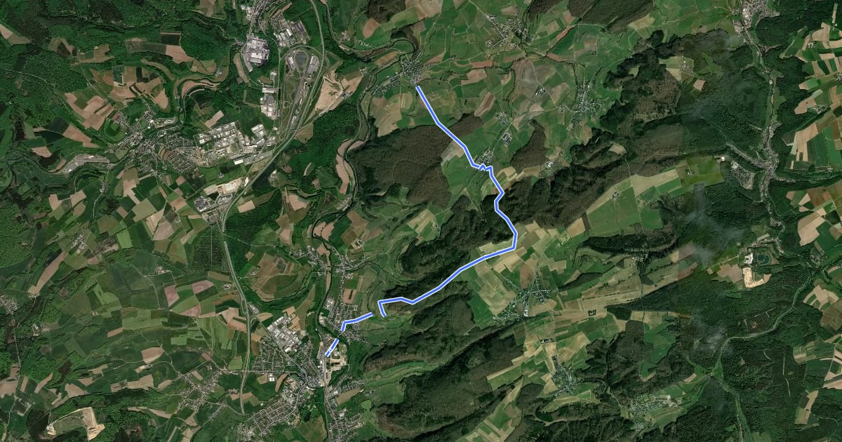 Маршрут Oberglabach-Mersch на спутниковом снимке