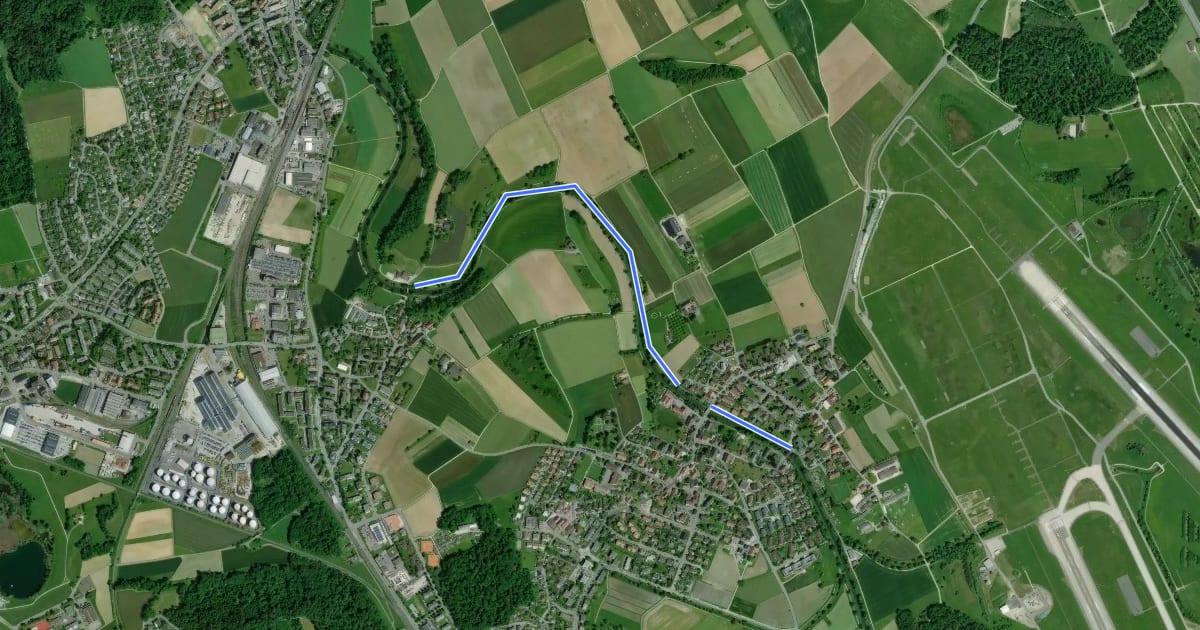 Маршрут Oberglatt Brücke - Hofstetten на спутниковом снимке