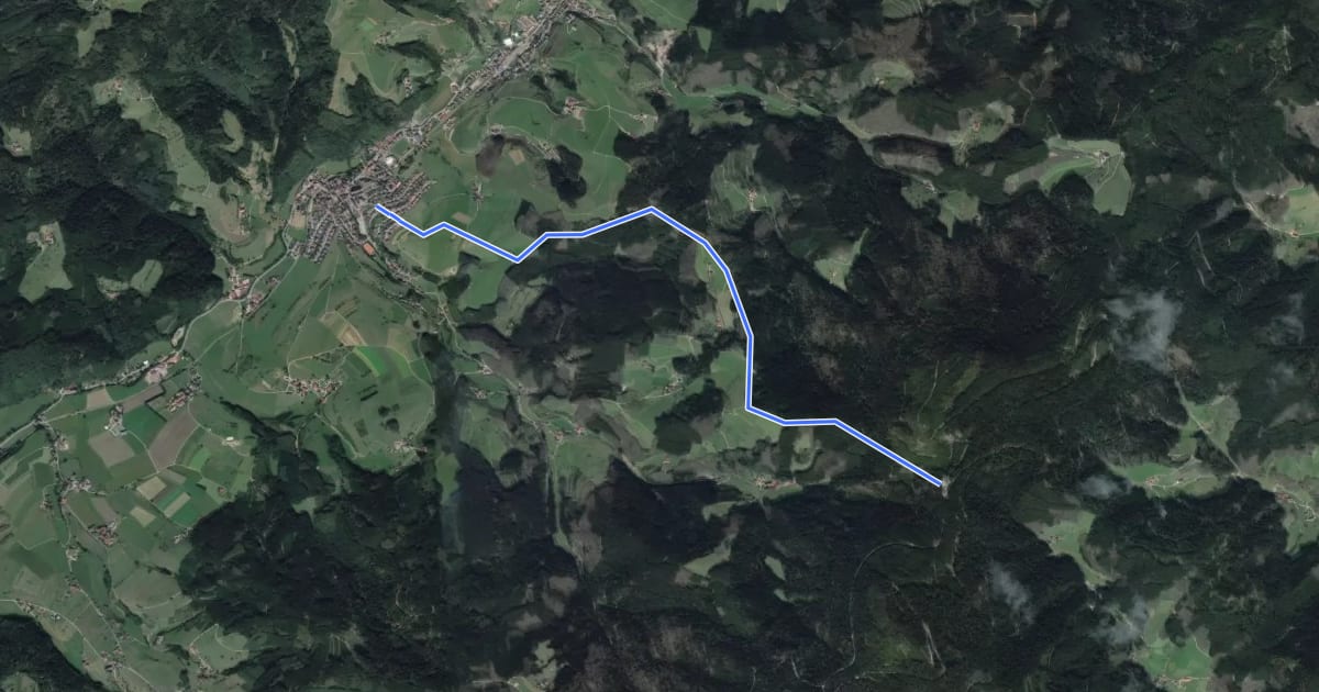 Маршрут Oberharmersbach - Kreuzsattel на спутниковом снимке