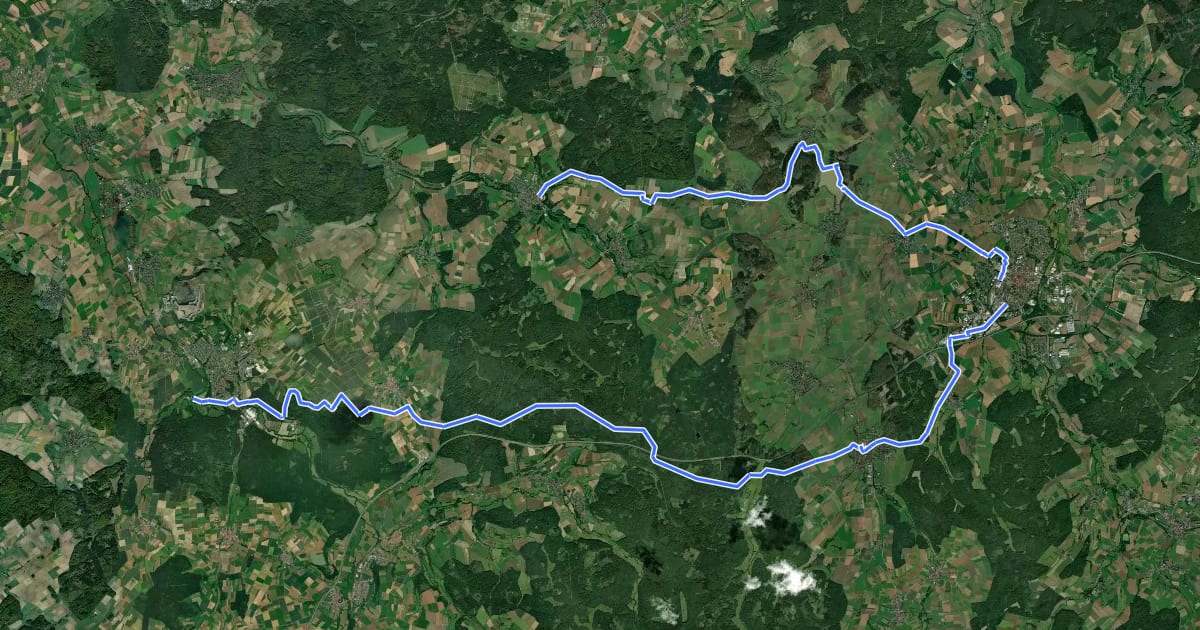 Маршрут Oberhessenrundweg на спутниковом снимке