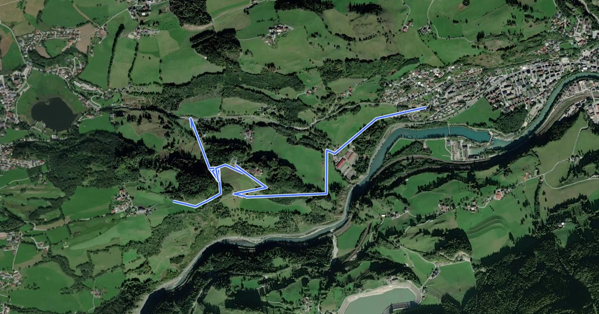 Маршрут Oberhof-Schwarzach на спутниковом снимке