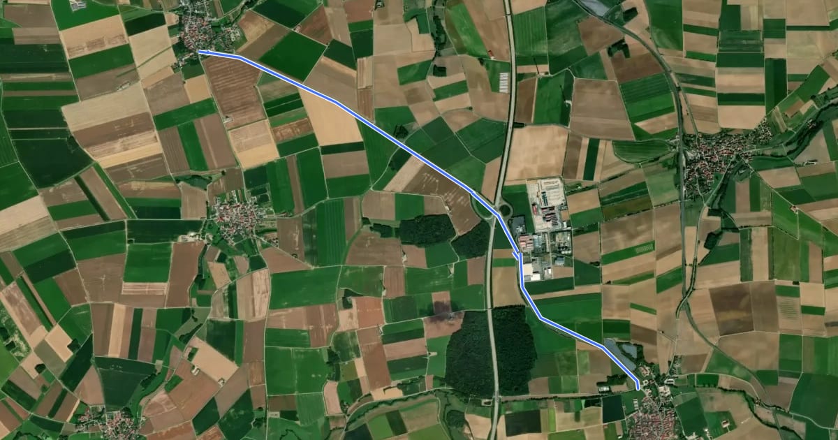 Маршрут Oberickelsheim - Gollhofen на спутниковом снимке