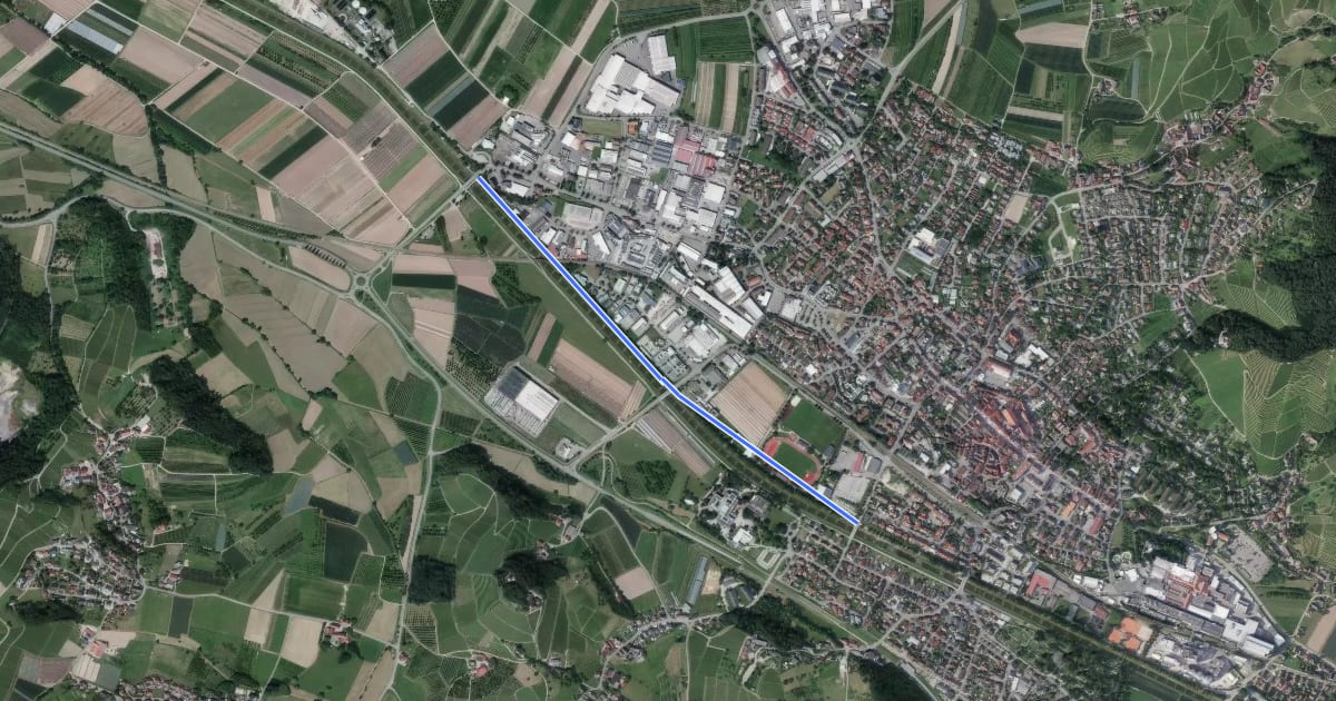 Маршрут Oberkirch Schlüsselbrücke - Oberkirch St. Wendelinus-Brücke на спутниковом снимке