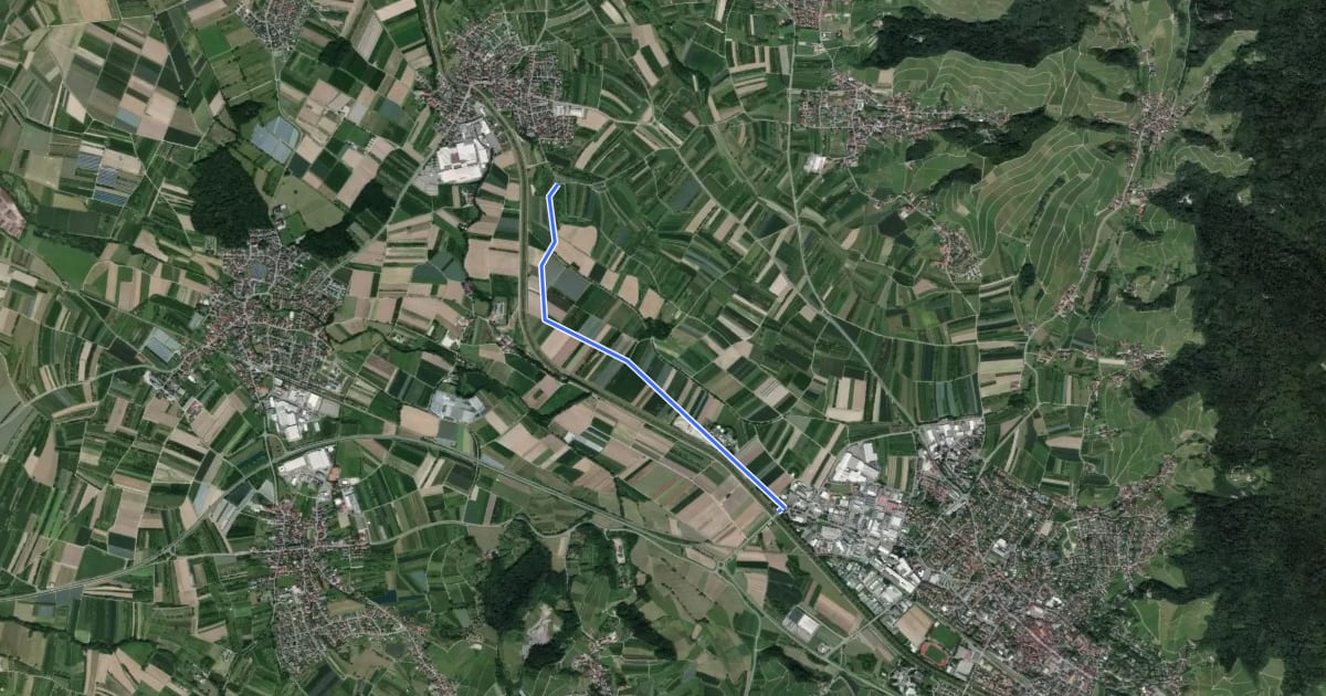 Маршрут Oberkirch Schlüsselbrücke - Schwarzhof на спутниковом снимке