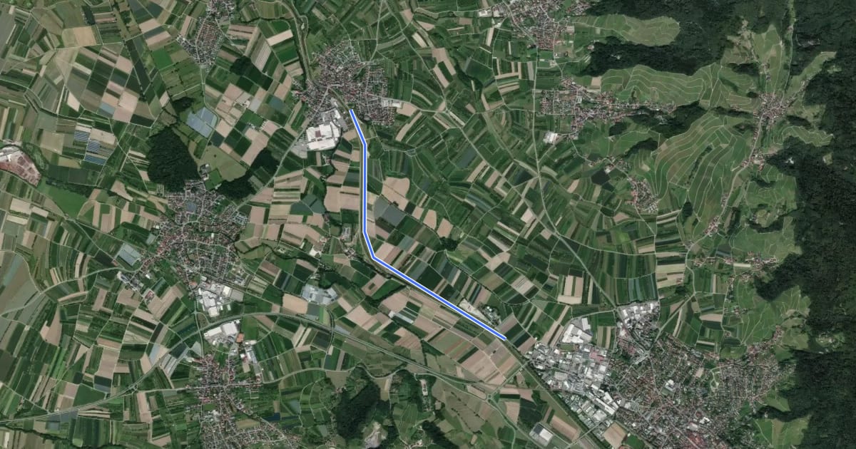 Маршрут Oberkirch Schlüsselbrücke - Stadelhofen Renchbrücke на спутниковом снимке