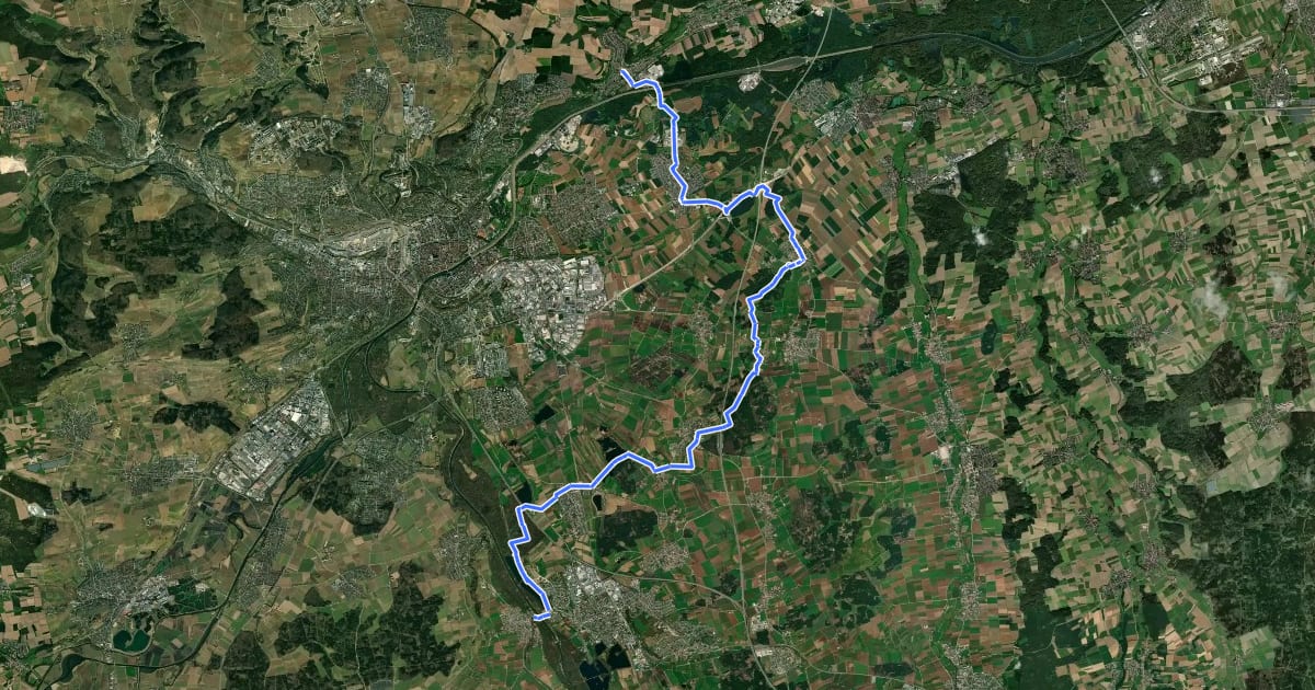 Маршрут Oberkirchberg - Thalfingen на спутниковом снимке