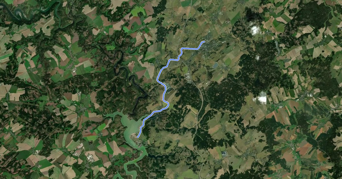 Маршрут Oberlandradweg на спутниковом снимке