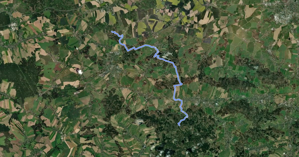 Маршрут Oberlausitzer Bergweg (Abschnitt: Valtenberg – Butterberg) на спутниковом снимке
