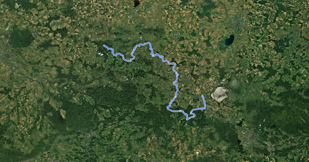 Маршрут Oberlausitzer Bergweg (Abschnitt: Zittau – Valtenberg) на спутниковом снимке
