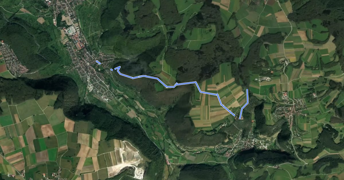 Маршрут Oberlenningen - Krebsstein на спутниковом снимке