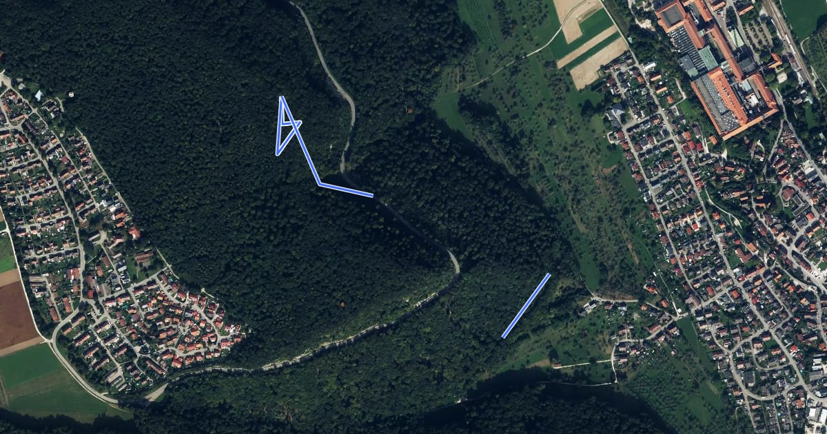 Маршрут Oberlenningen - Schrofelfels на спутниковом снимке