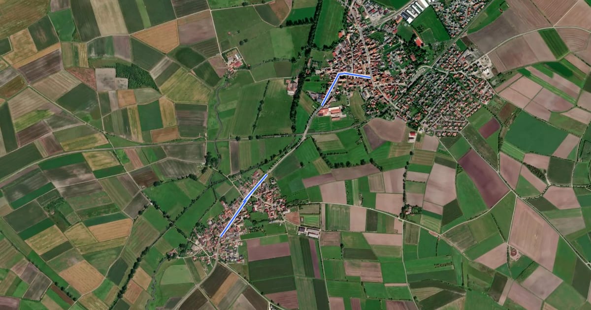 Маршрут Oberndorf - Ipsheim на спутниковом снимке