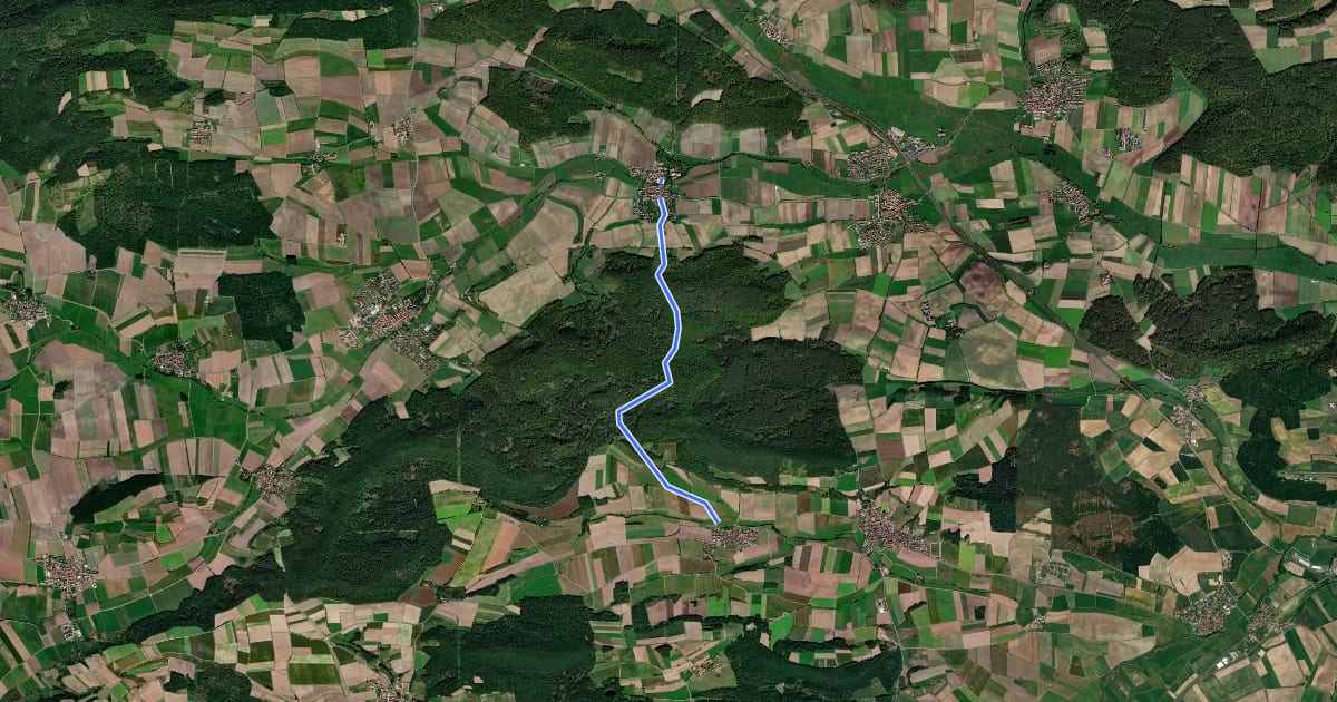 Маршрут Obernesselbach - Ullstadt на спутниковом снимке