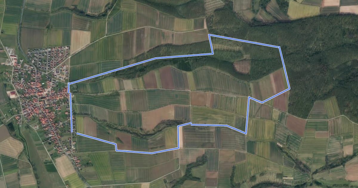 Маршрут Obernfelder Rundwanderweg GELB на спутниковом снимке