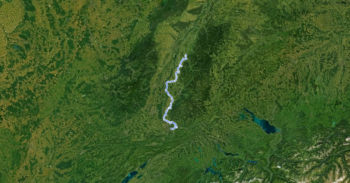 Маршрут Oberrhein Römerradweg на спутниковом снимке