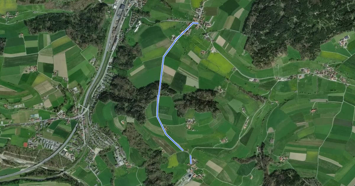 Маршрут Oberried - Liebewil на спутниковом снимке