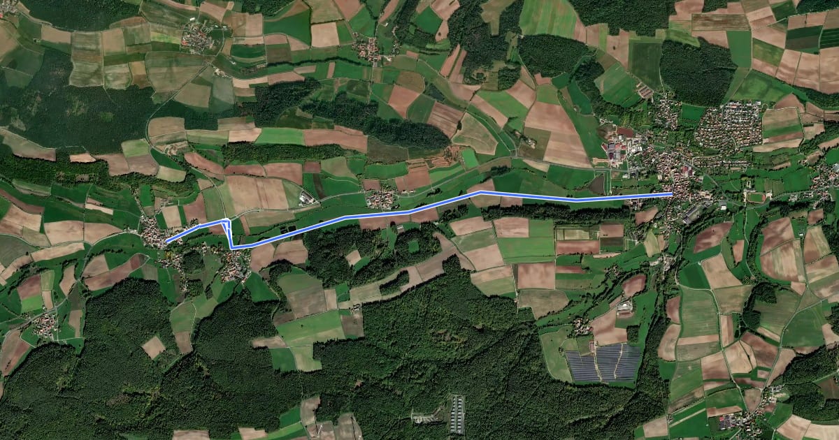 Маршрут Oberrimbach - Burghaslach на спутниковом снимке