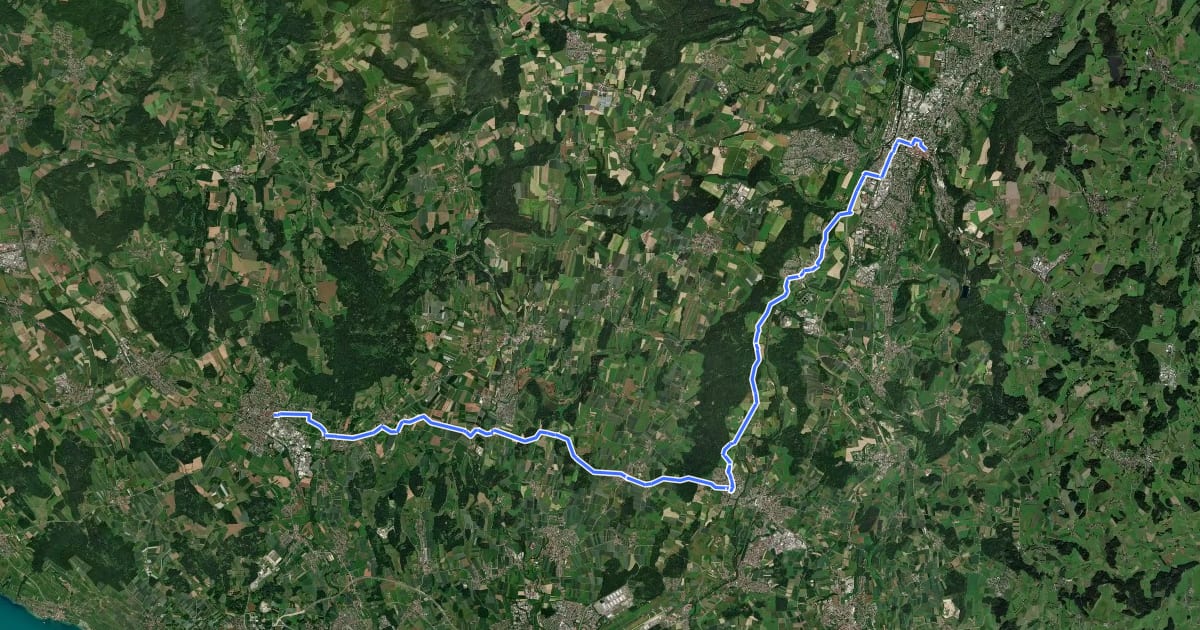Маршрут Oberschwäbischer Jakobus-Radpilgerweg - Etappe 4 на спутниковом снимке