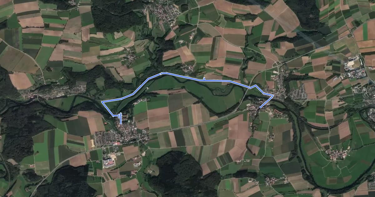 Маршрут Oberschwäbischer Pilgerweg Schlaufe 7 на спутниковом снимке