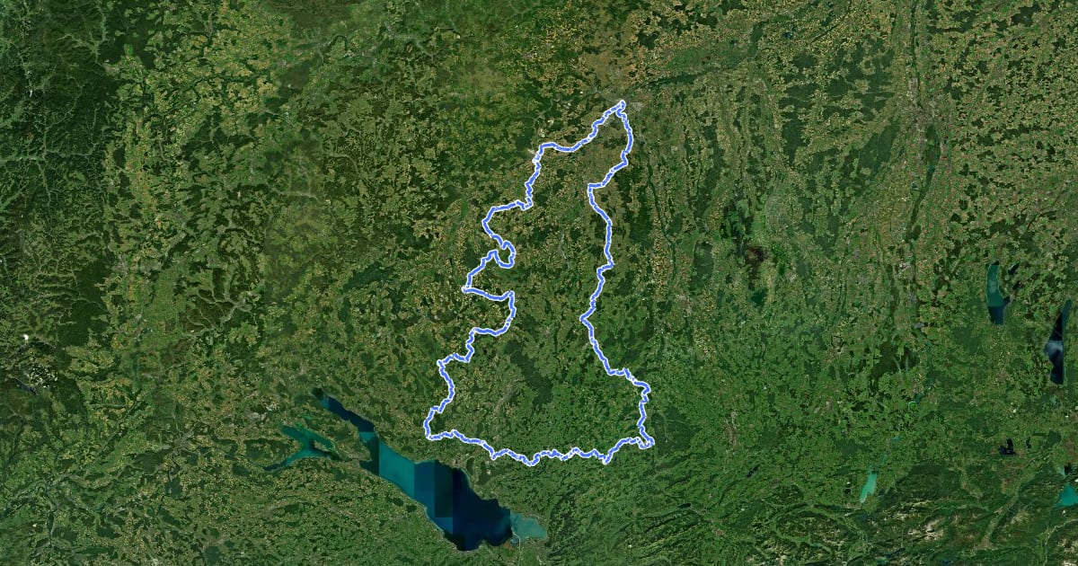 Маршрут Oberschwaben-Allgäu-Radweg на спутниковом снимке