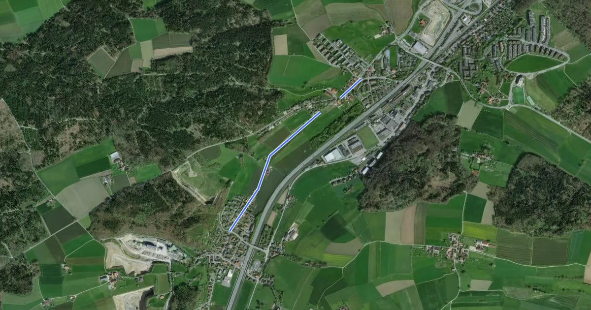 Маршрут Oberwangen - Niederwangen на спутниковом снимке