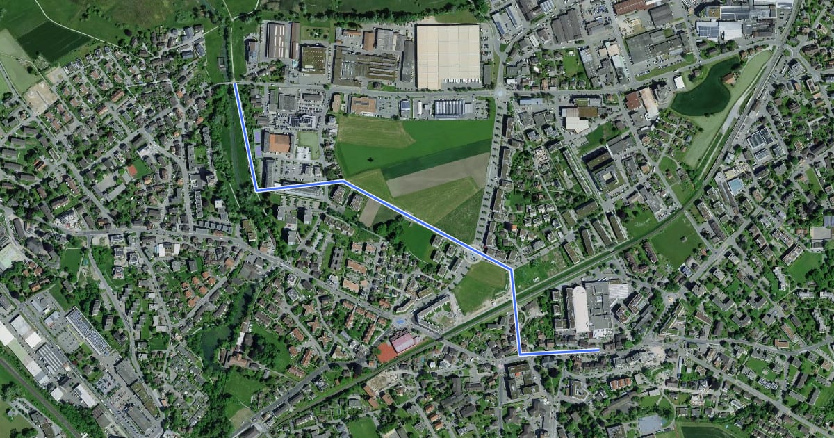 Маршрут Oberwetzikon - Robenhausen на спутниковом снимке