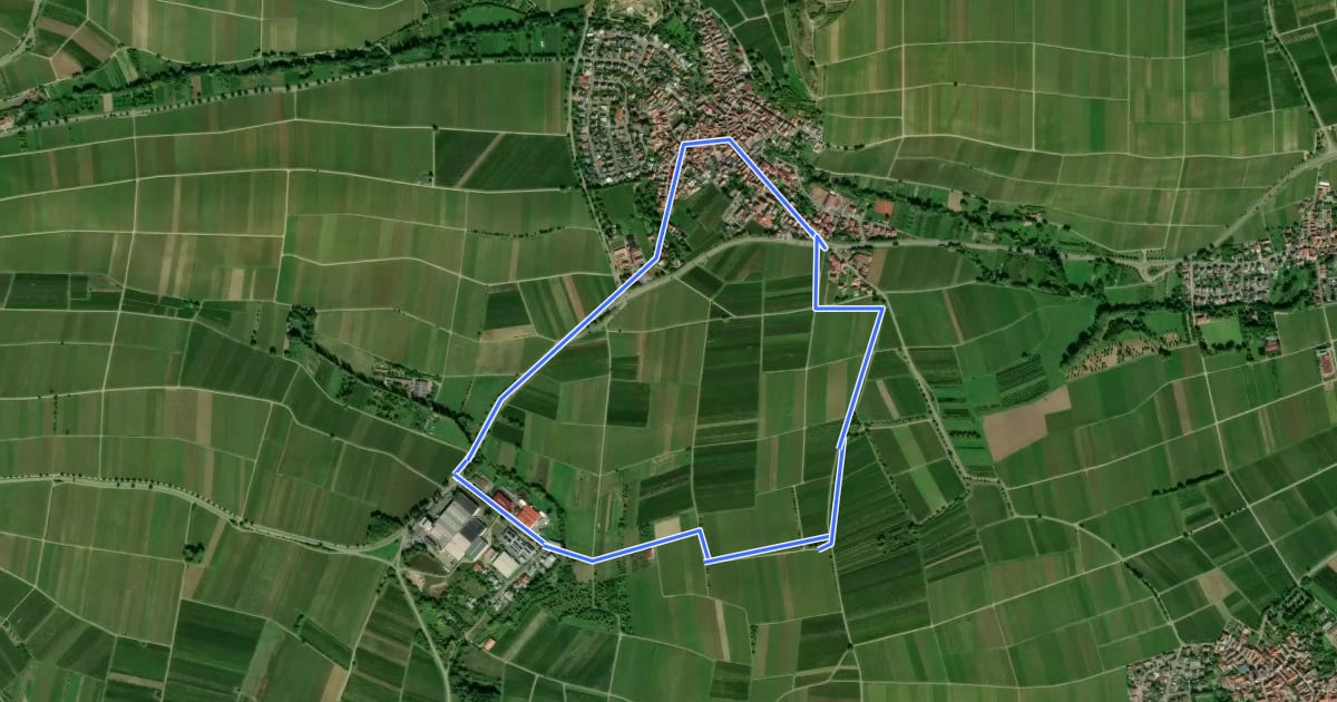 Маршрут Obstblütenweg на спутниковом снимке