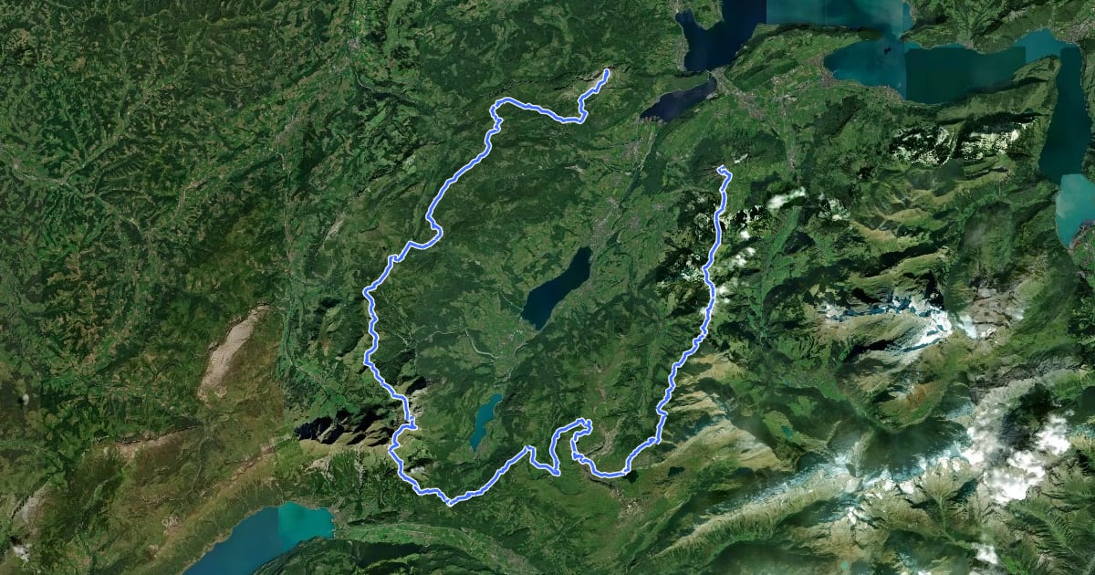 Маршрут Obwaldner Höhenweg на спутниковом снимке