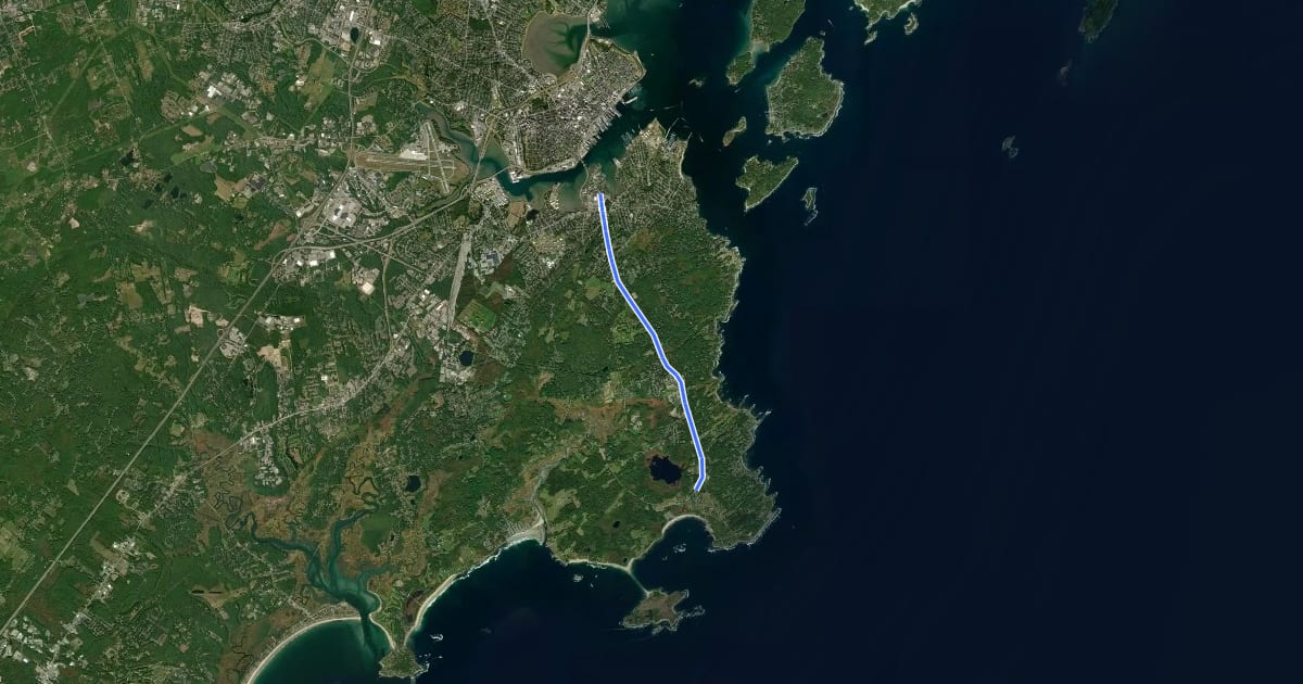 Маршрут Ocean St Bike Route на спутниковом снимке