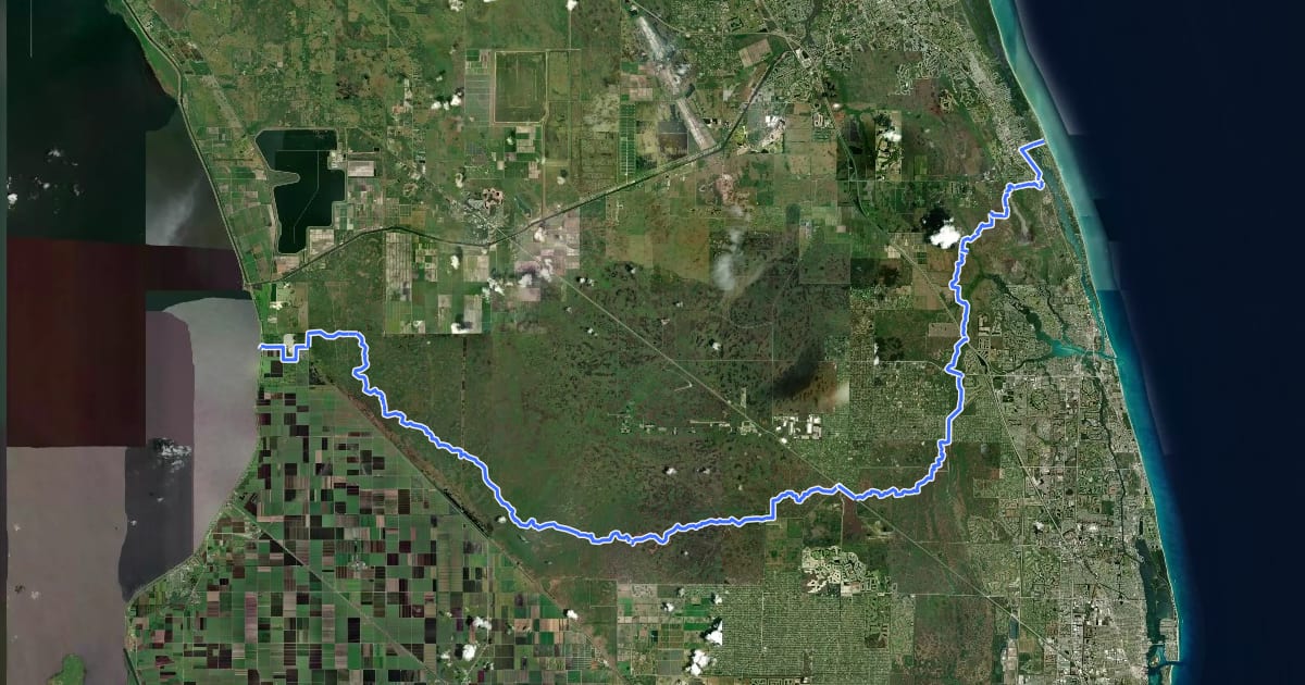 Маршрут Ocean to Lake Hiking Trail на спутниковом снимке