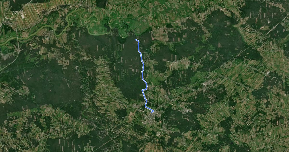 Маршрут Łochów, PKP - Wywłoka, las на спутниковом снимке