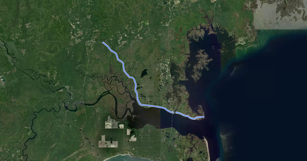 Маршрут Ochlockonee Bay Bike Trail на спутниковом снимке