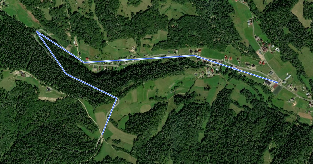 Маршрут Ochotnica Challenge - 16 Przełęcz Knurowska на спутниковом снимке