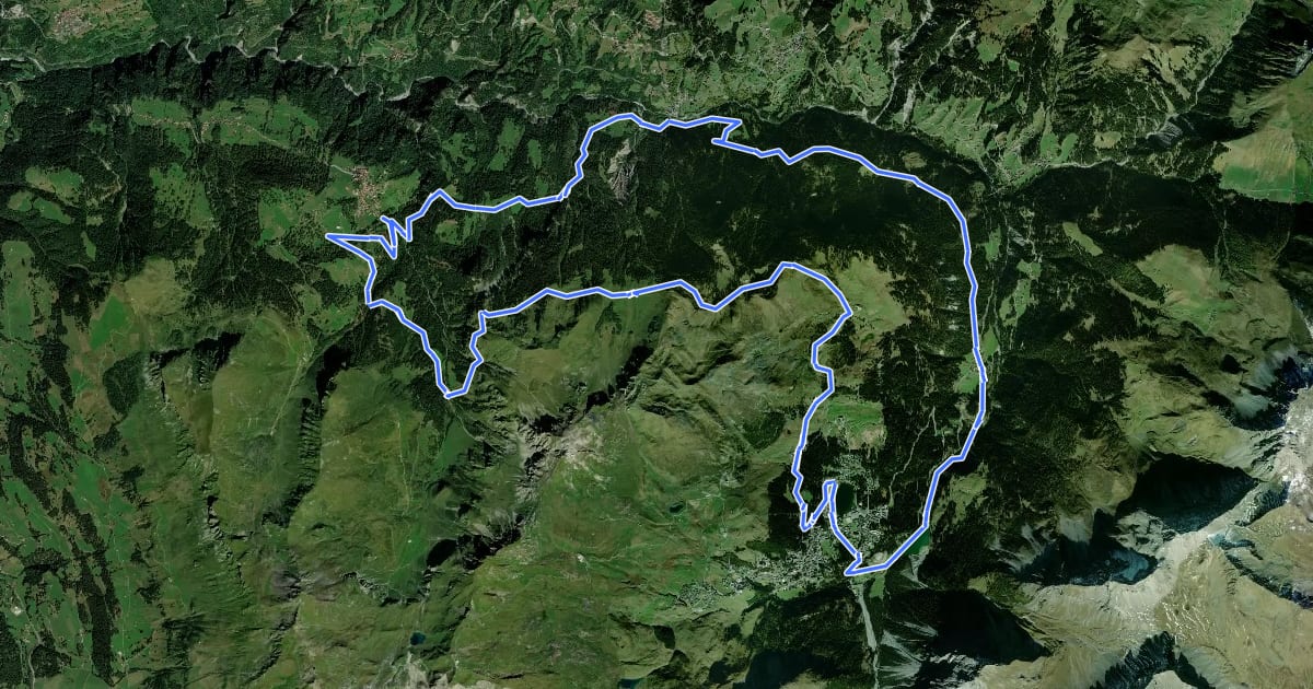 Маршрут Ochsenalp–Tschiertschen на спутниковом снимке