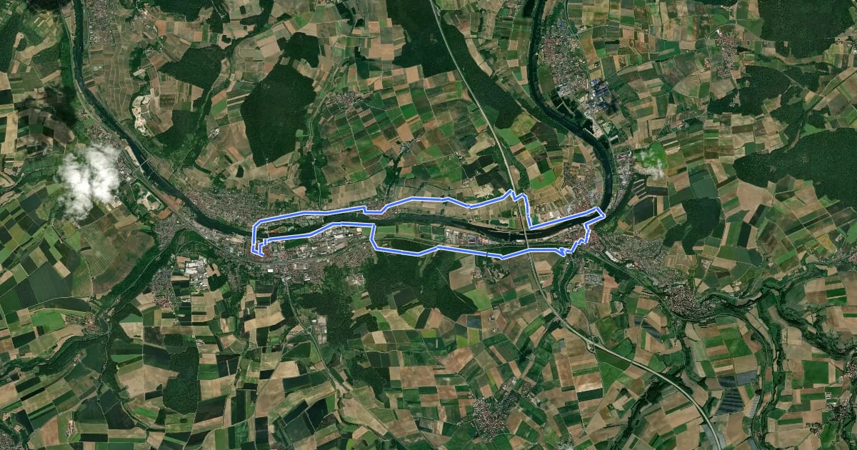 Маршрут Ochsenfurt Maindreieck Runde на спутниковом снимке