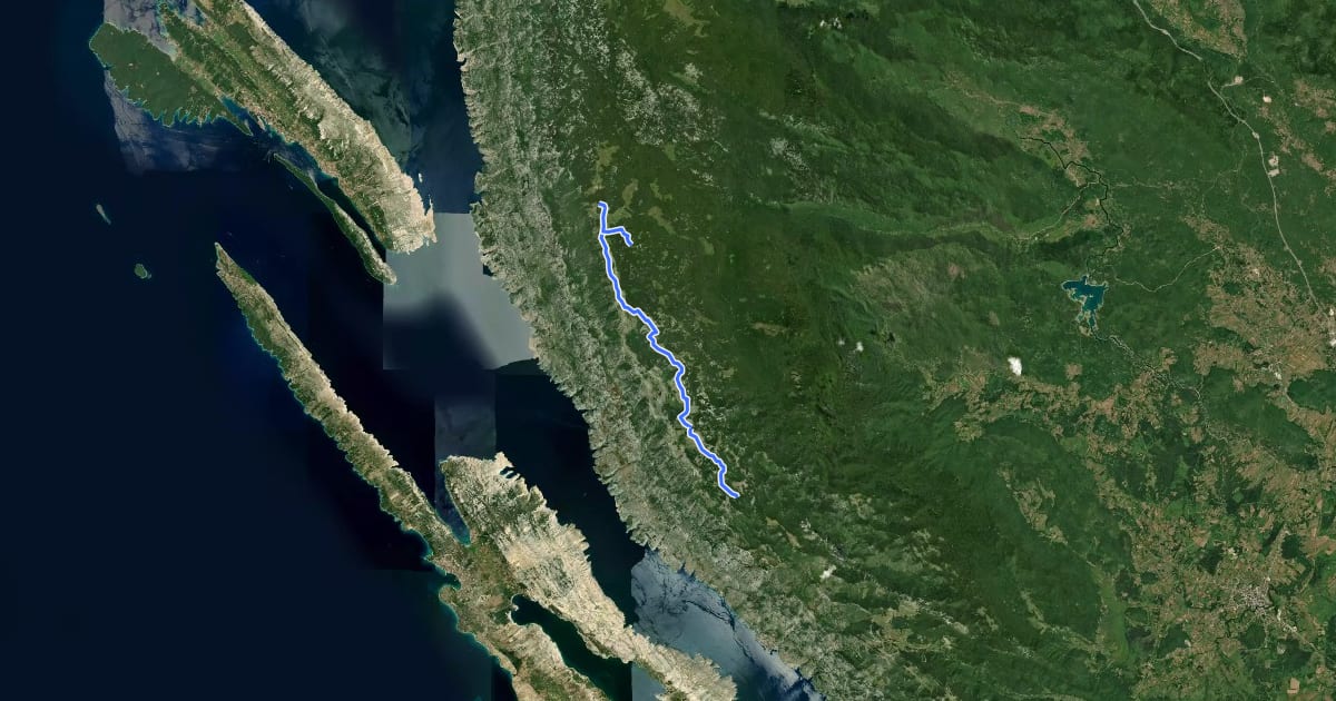 Маршрут Od Alana u srednji Velebit на спутниковом снимке