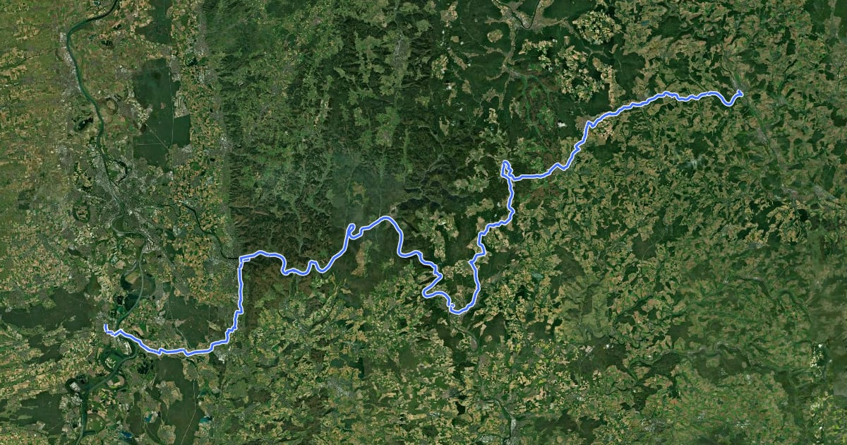 Маршрут Odenwald-Madonnen-Weg на спутниковом снимке