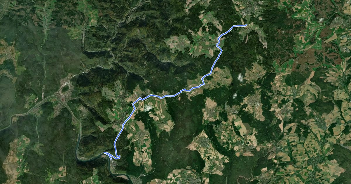 Маршрут Odenwald-Madonnen-Weg Westroute на спутниковом снимке