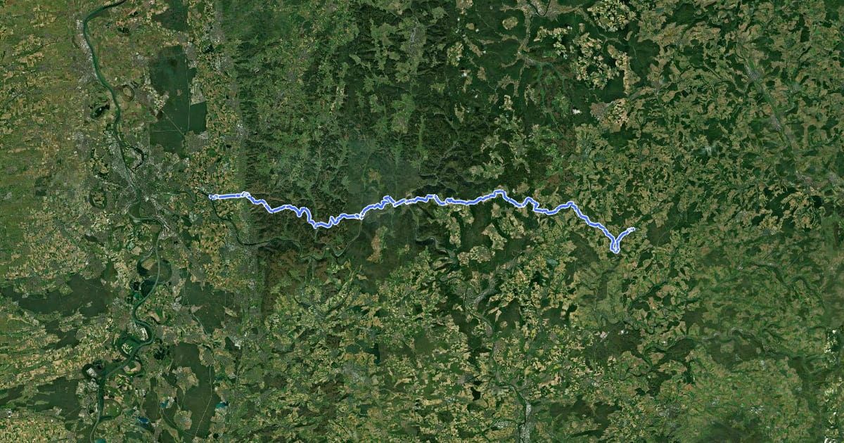 Маршрут Odenwaldklub HW 34, Ladenburg - Eberbach - Osterburken на спутниковом снимке