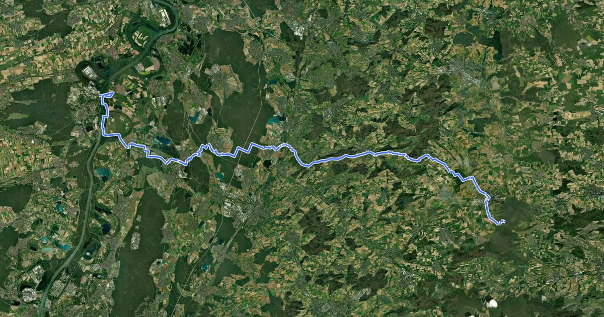Маршрут Odenwaldklub HW 48, Pfalz-Kraichgau-Weg, Germersheim - Odenheim - Eppingen на спутниковом снимке
