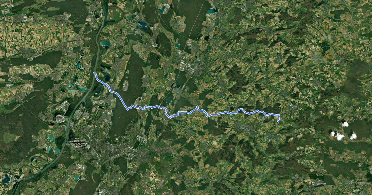 Маршрут Odenwaldklub HW 52, Rhein-Kraichgau-Weg, Leimersheimer Fähre - Weingarten - Großvillars на спутниковом снимке