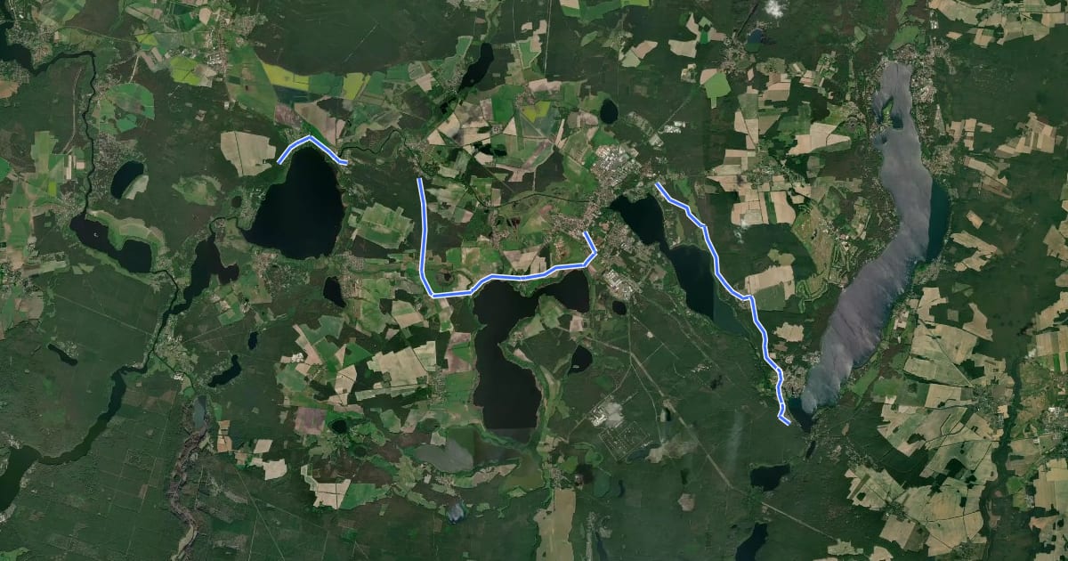 Маршрут Oder-Spree-Dahme-Radweg на спутниковом снимке
