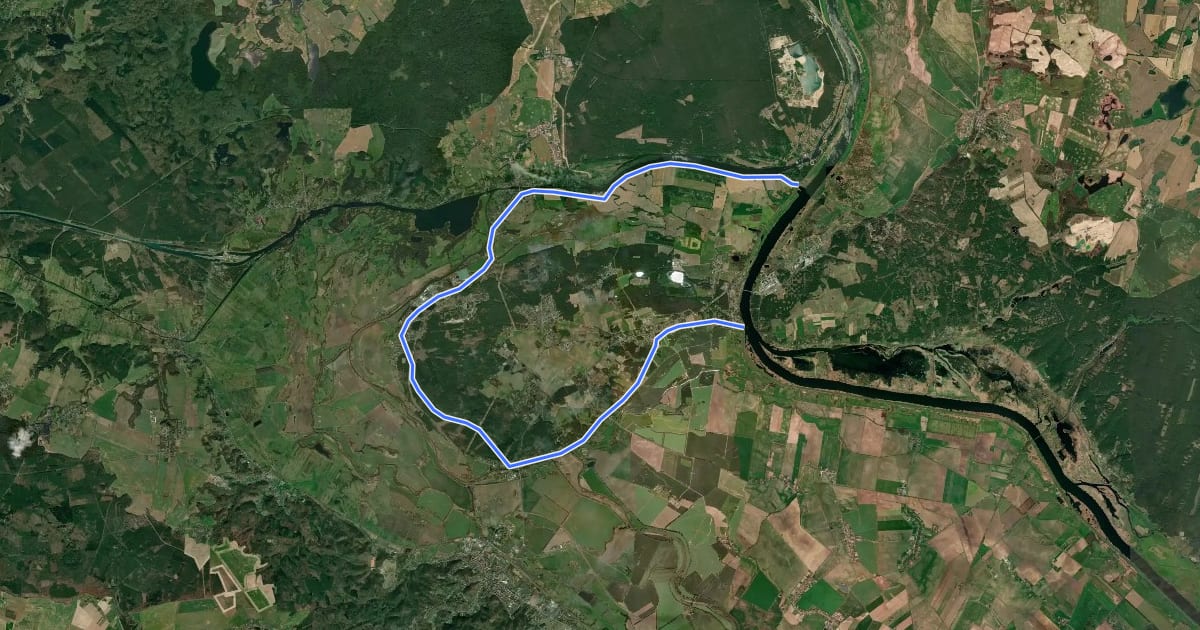 Маршрут Oderbruch Kurzroute 1 на спутниковом снимке