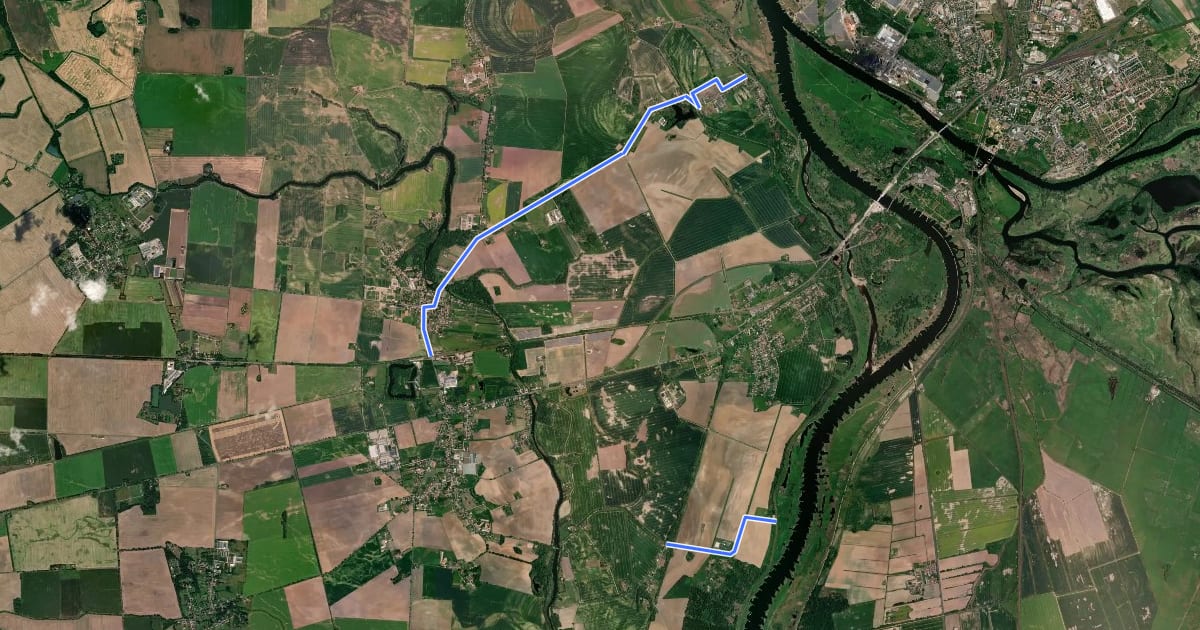 Маршрут Oderbruch Kurzroute 10 на спутниковом снимке
