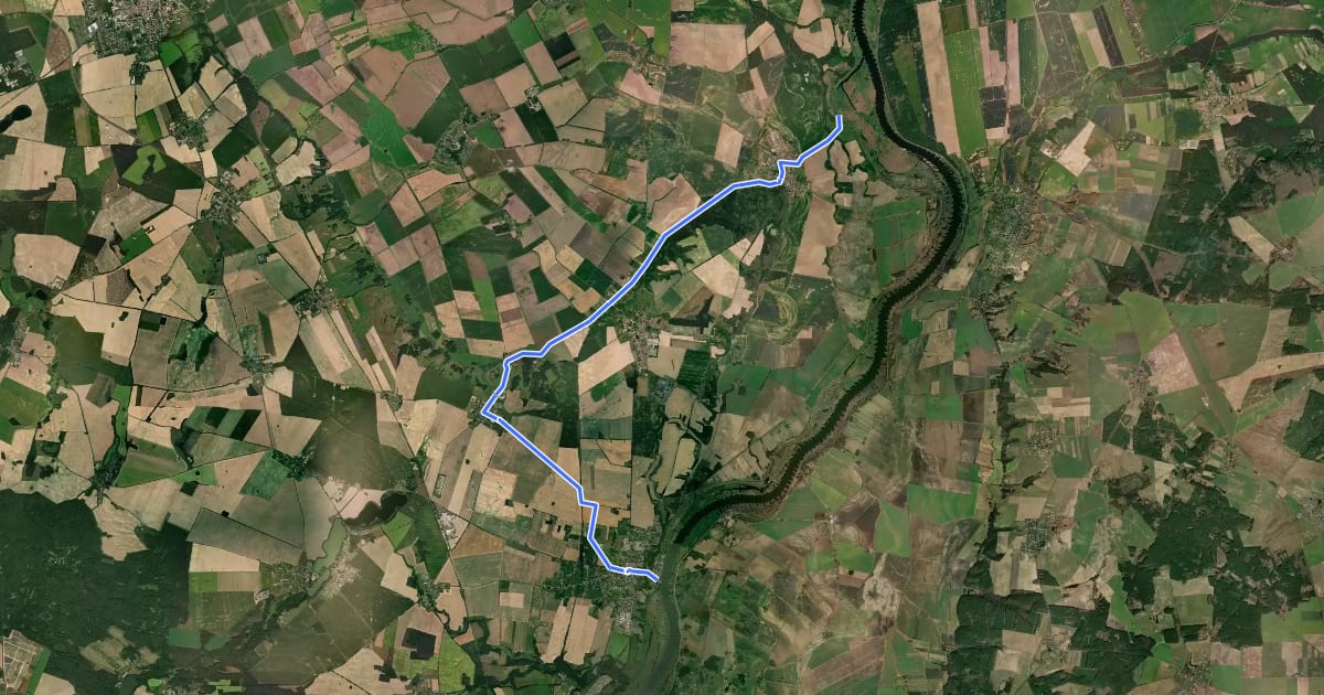Маршрут Oderbruch Kurzroute 12 на спутниковом снимке