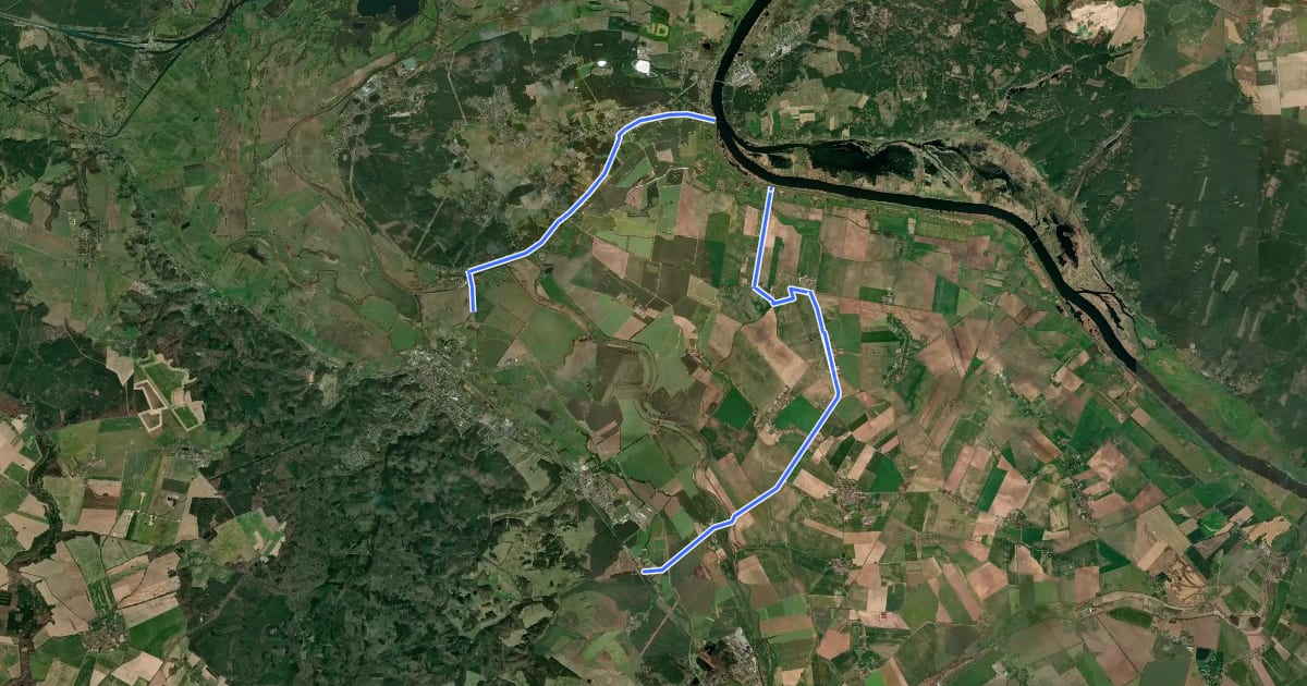 Маршрут Oderbruch Kurzroute 2 на спутниковом снимке