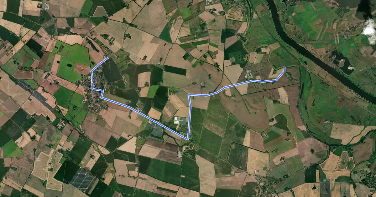 Маршрут Oderbruch Kurzroute 7 на спутниковом снимке