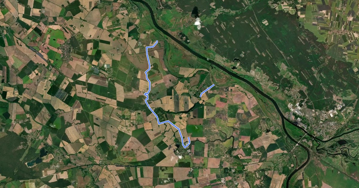 Маршрут Oderbruch Kurzroute 8 на спутниковом снимке